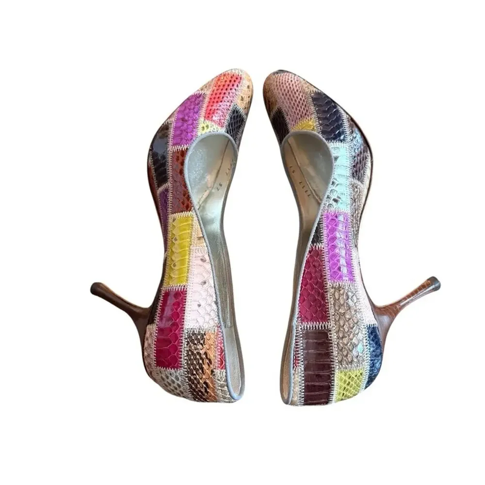 Dolce & Gabbana Python Snake Patchwork Pumps Stiletto Heel EU 37 US 7